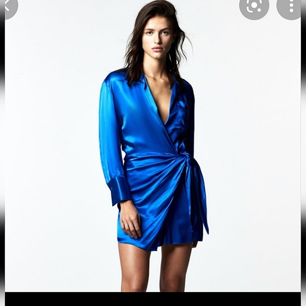 ZARA NWT tie front satin mini dress size small